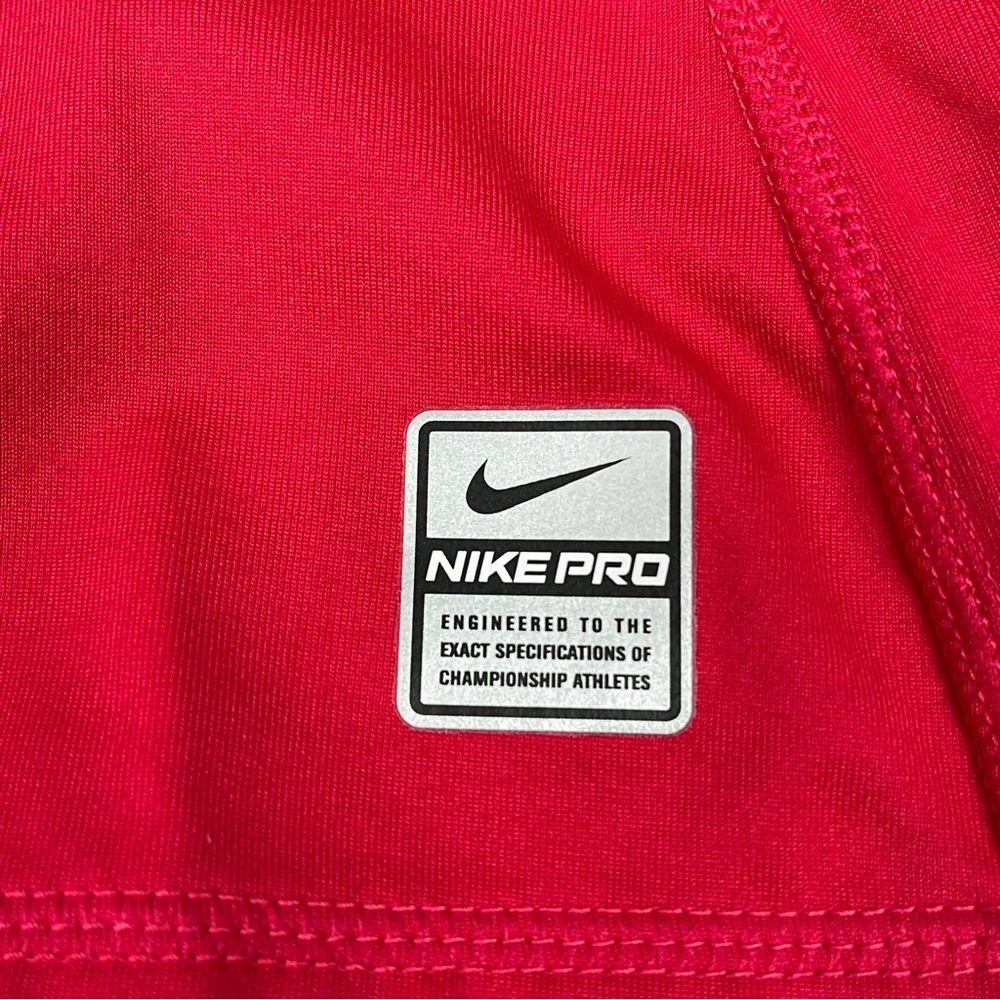 NIKE Pro red long sleeve thermal fleece lined crew neck logo top, size M - Picture 6 of 16